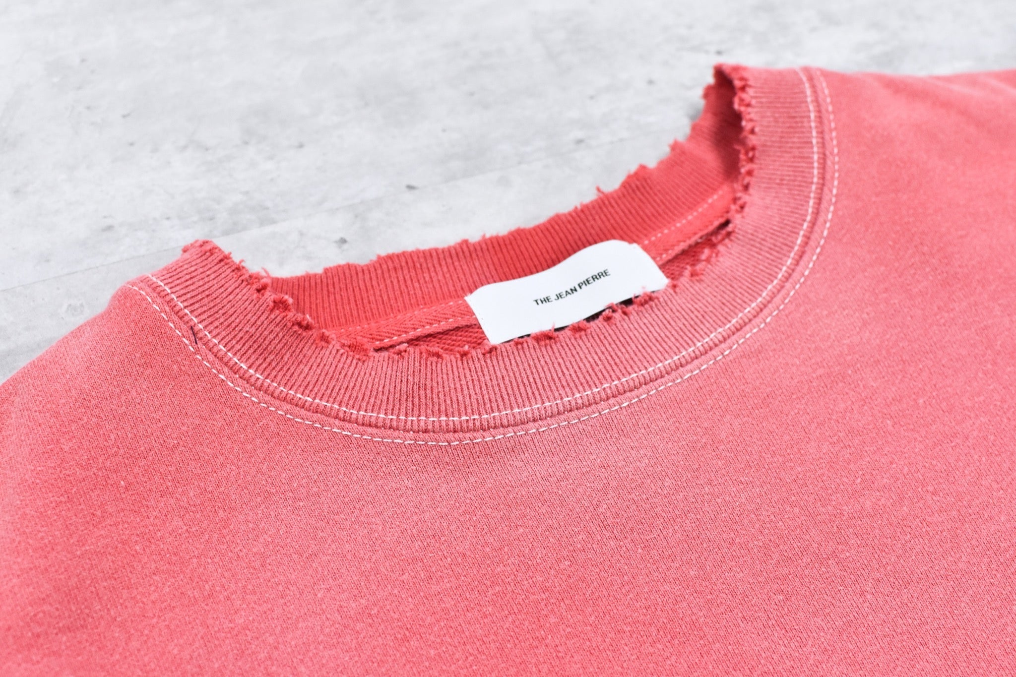 THE JEAN PIERRE / Pigment Grunge Destroy Sweat Shirt - FADE RED