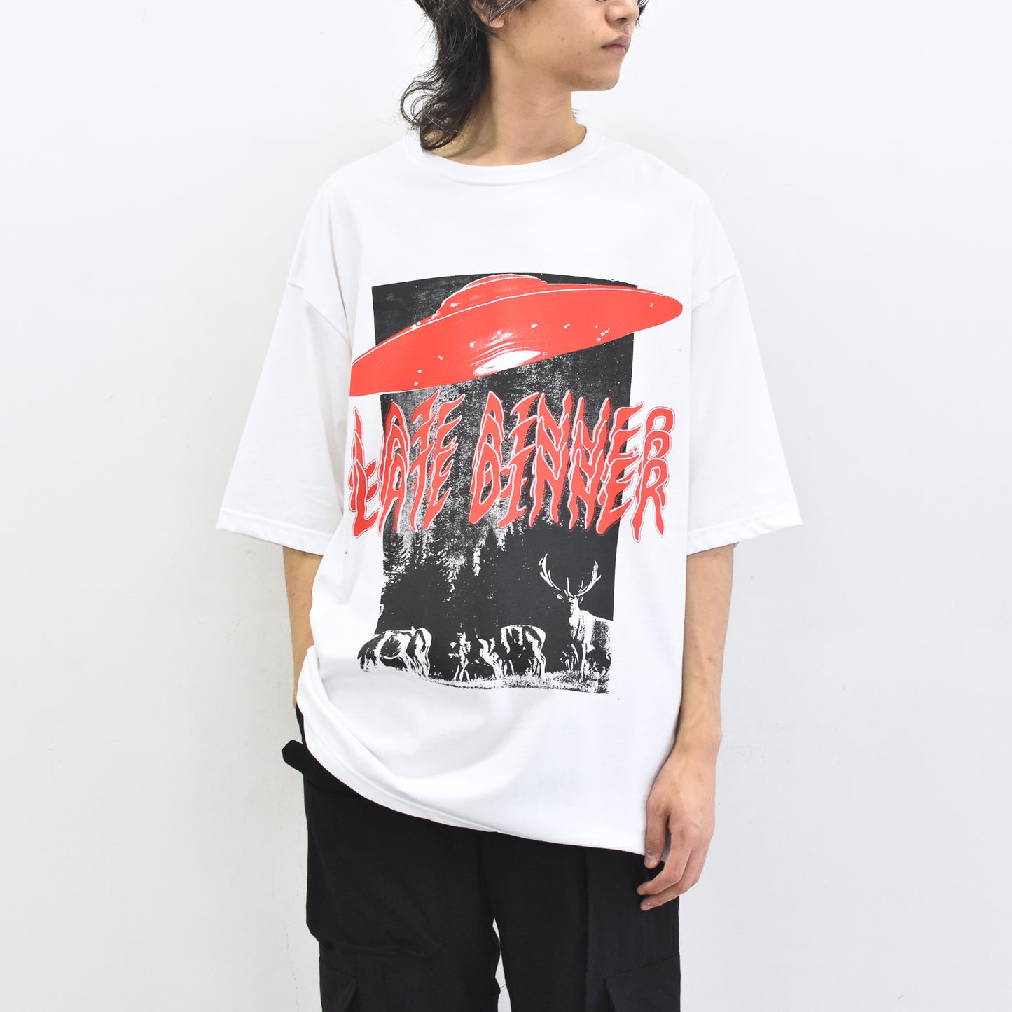 FUMEI / LATE DINNER S/S T-SHIRT - WHITE