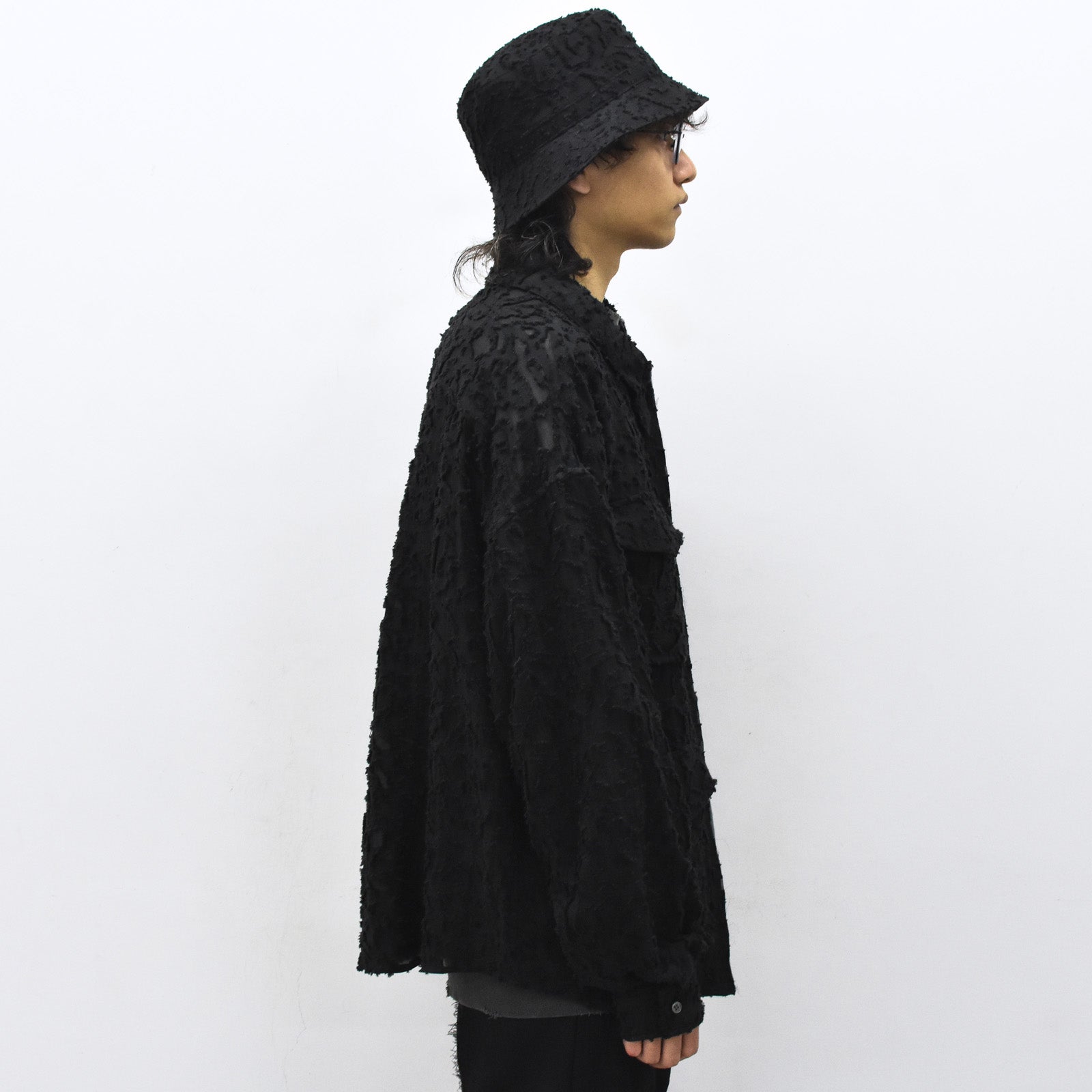 THE JEAN PIERRE / Grunge Jacquard Bucket Hat - BLACK