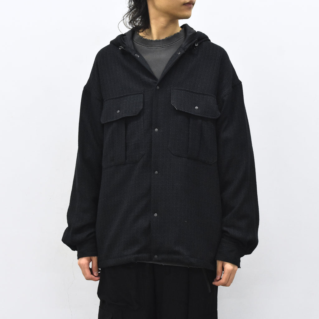 THE JEAN PIERRE / Tweed Hoodie Dove Shirt - BLACK