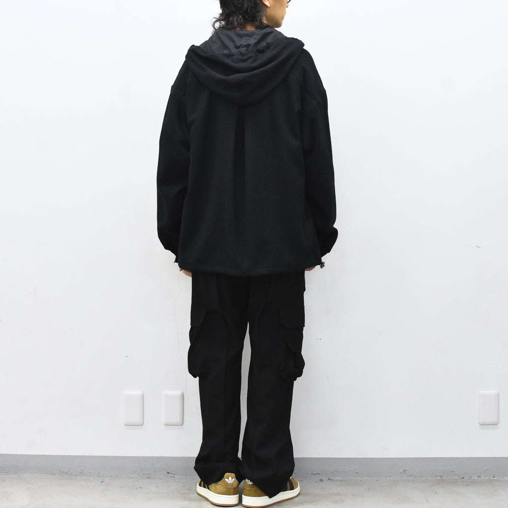 THE JEAN PIERRE / Tweed Hoodie Dove Shirt - BLACK