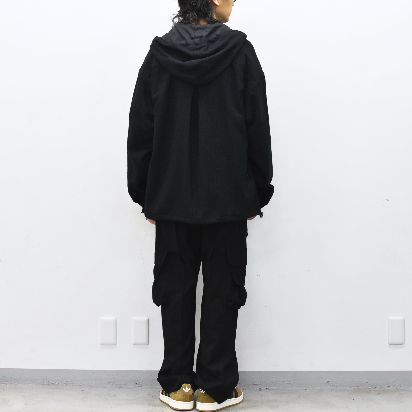 THE JEAN PIERRE / Tweed Hoodie Dove Shirt - BLACK