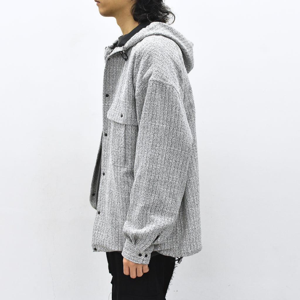 THE JEAN PIERRE / Tweed Hoodie Dove Shirt - WHITE