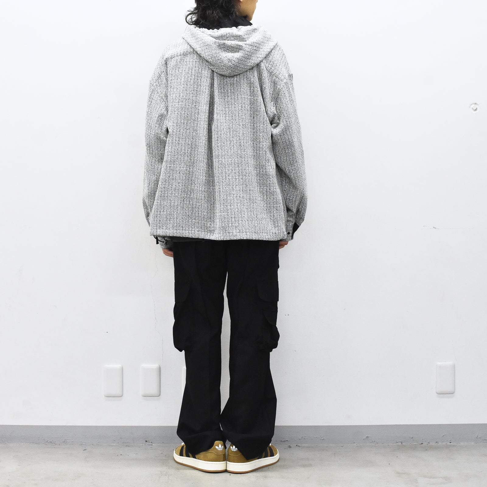THE JEAN PIERRE / Tweed Hoodie Dove Shirt - WHITE