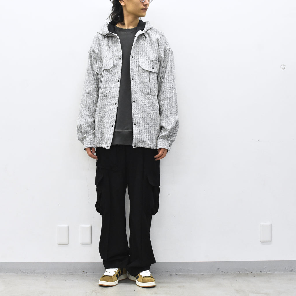 THE JEAN PIERRE / Tweed Hoodie Dove Shirt - WHITE