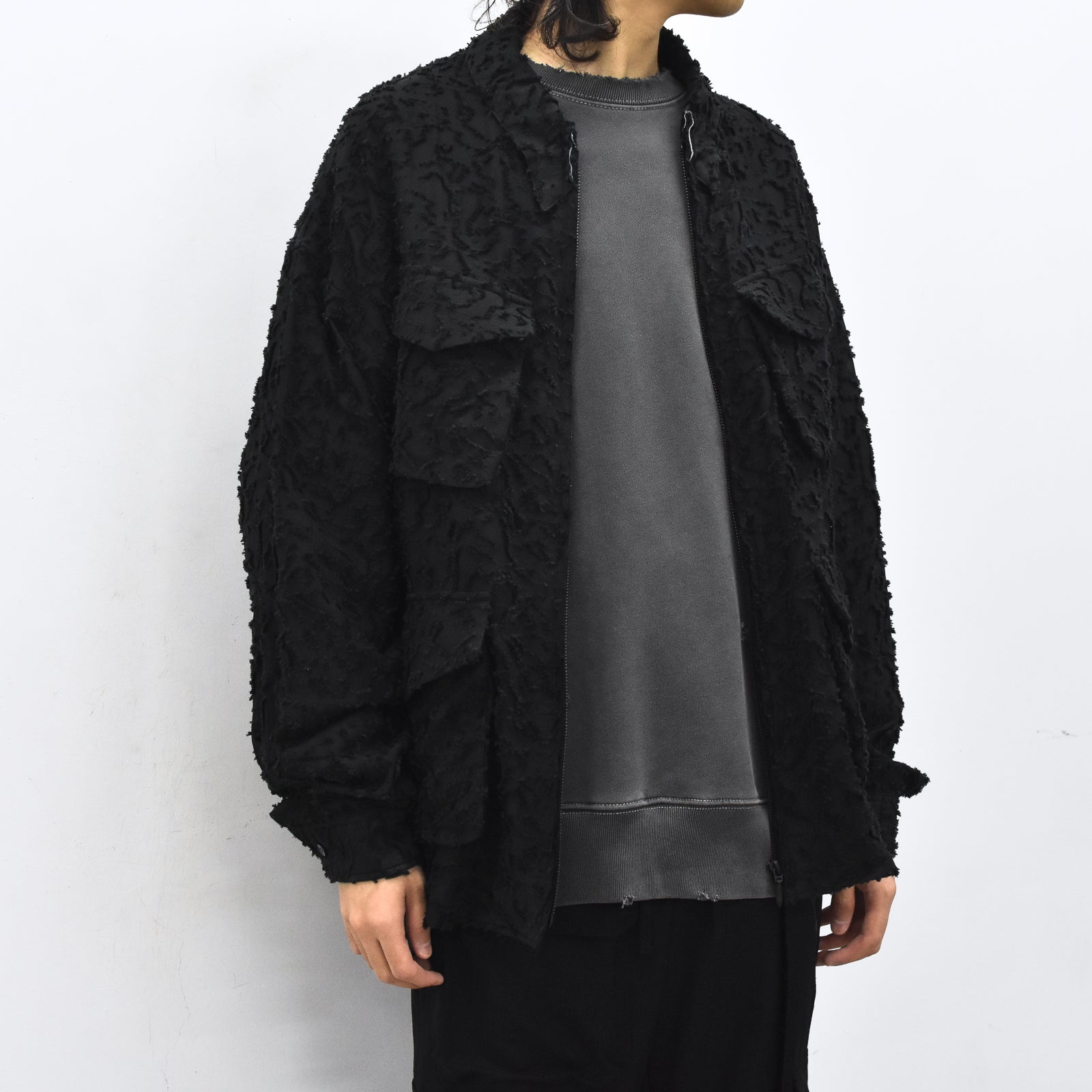 THE JEAN PIERRE / Grunge Jacquard Shirt - BLACK