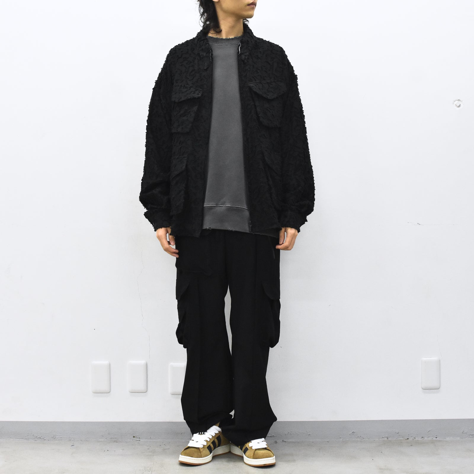 THE JEAN PIERRE / Grunge Jacquard Shirt - BLACK