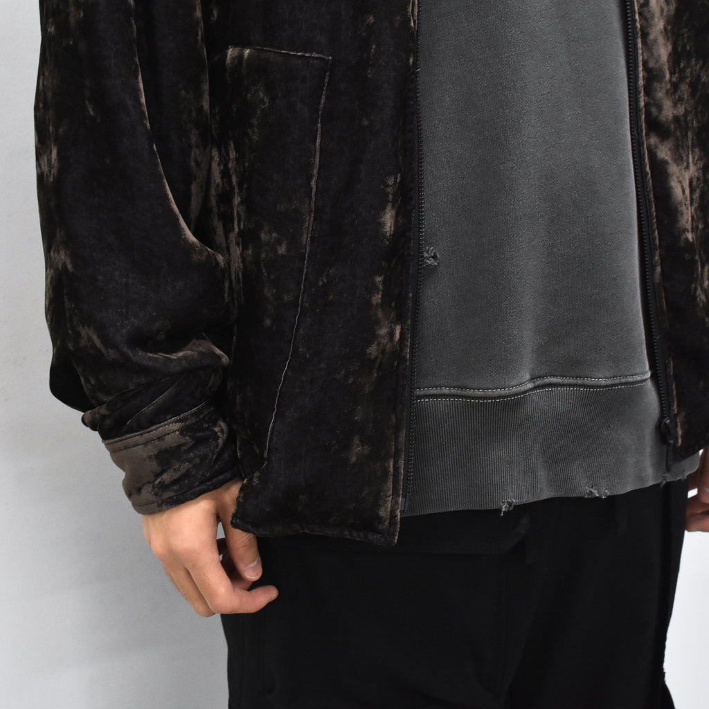 THE JEAN PIERRE / Chambray Velvet Zip Safari Shirt - FADE BLACK