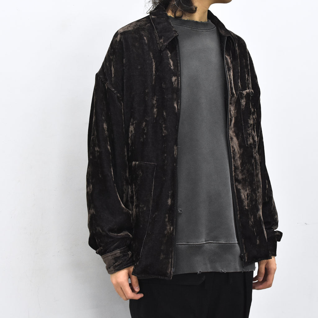 THE JEAN PIERRE / Chambray Velvet Zip Safari Shirt - FADE BLACK