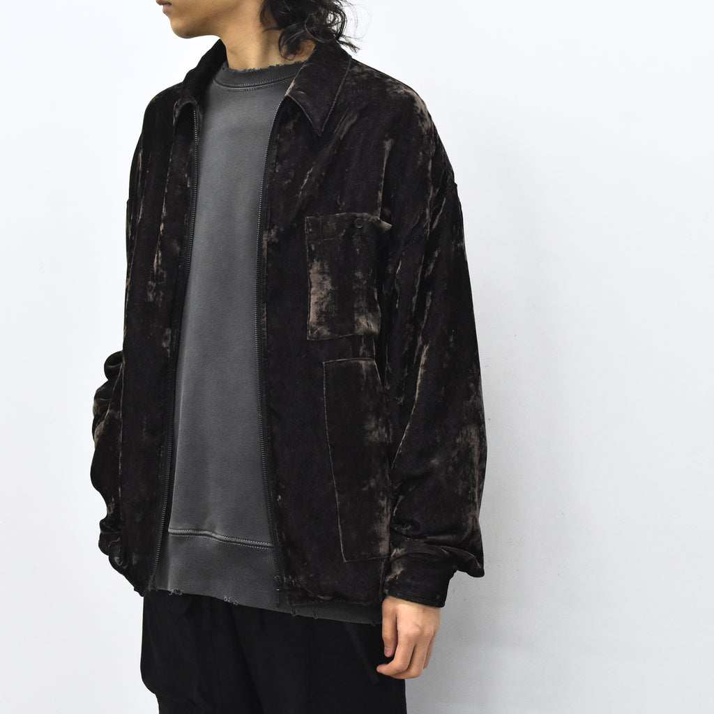 THE JEAN PIERRE / Chambray Velvet Zip Safari Shirt - FADE BLACK