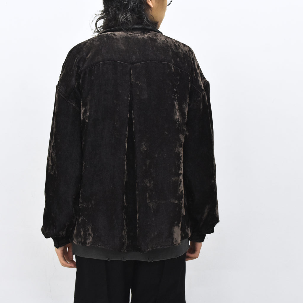 THE JEAN PIERRE / Chambray Velvet Zip Safari Shirt - FADE BLACK