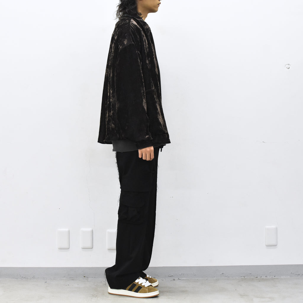 THE JEAN PIERRE / Chambray Velvet Zip Safari Shirt - FADE BLACK