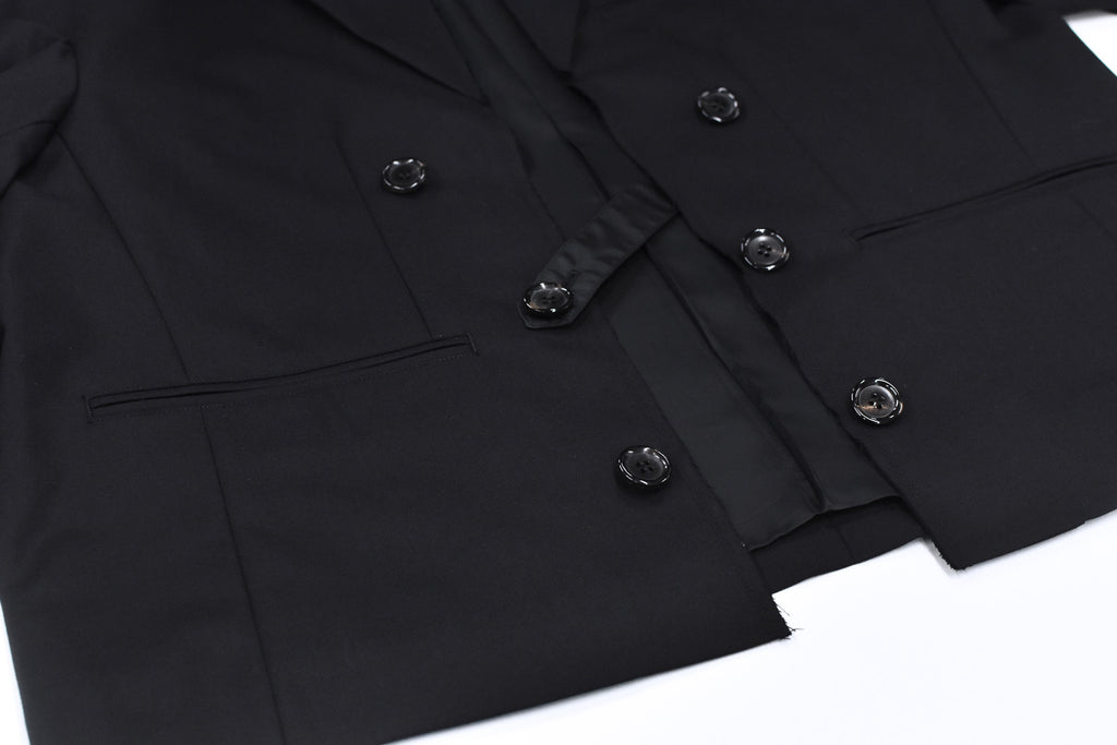 THE JEAN PIERRE / Tear Off Double Jacket - BLACK