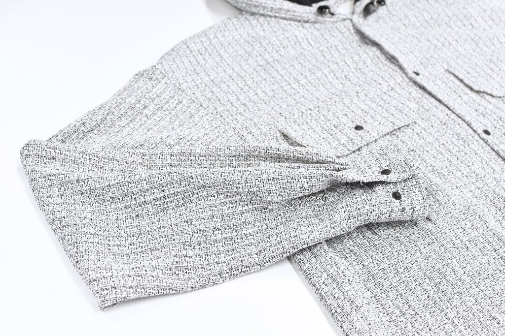 THE JEAN PIERRE / Tweed Hoodie Dove Shirt - WHITE