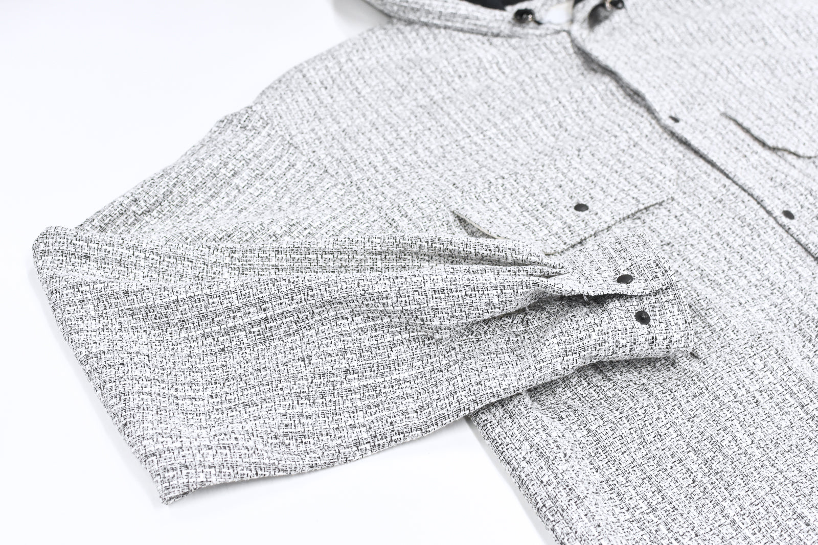 THE JEAN PIERRE / Tweed Hoodie Dove Shirt - WHITE