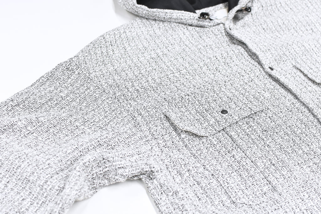 THE JEAN PIERRE / Tweed Hoodie Dove Shirt - WHITE