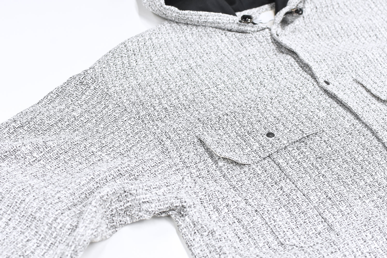 THE JEAN PIERRE / Tweed Hoodie Dove Shirt - WHITE