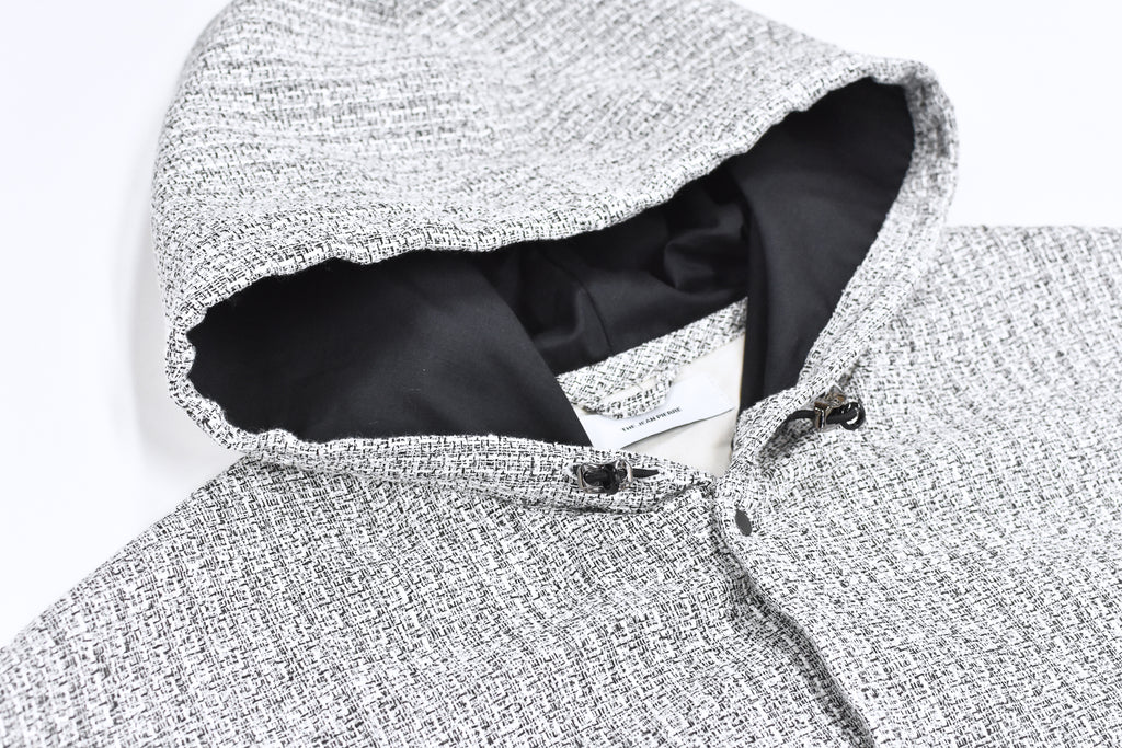 THE JEAN PIERRE / Tweed Hoodie Dove Shirt - WHITE
