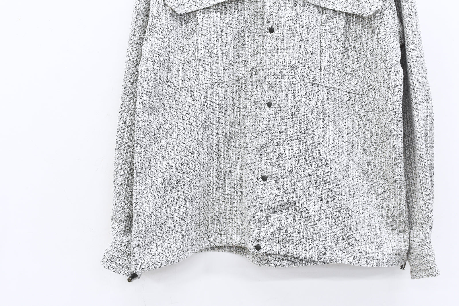 THE JEAN PIERRE / Tweed Hoodie Dove Shirt - WHITE