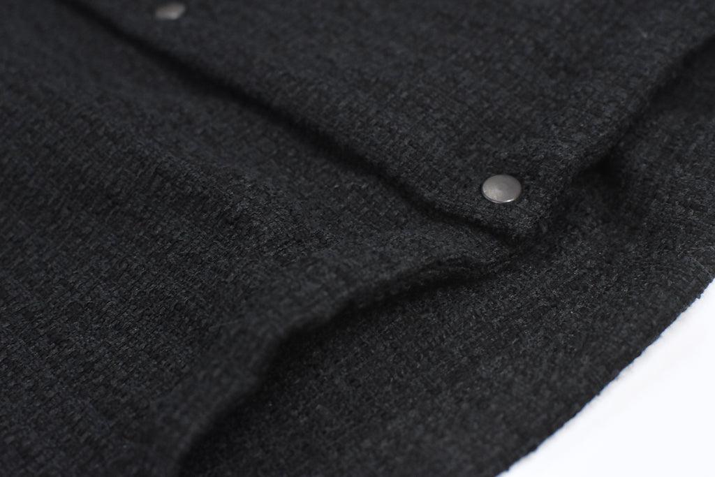 THE JEAN PIERRE / Tweed Hoodie Dove Shirt - BLACK