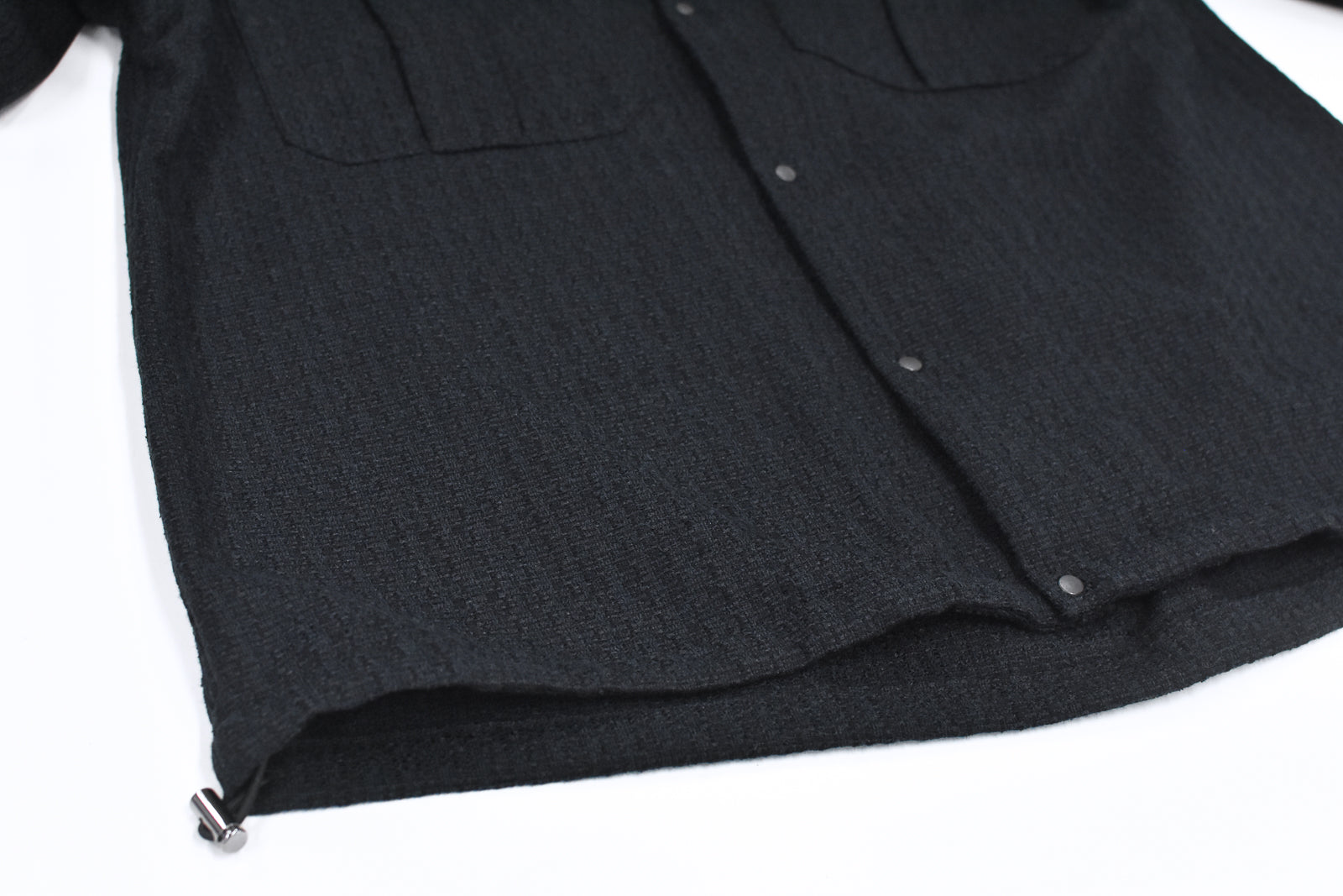 THE JEAN PIERRE / Tweed Hoodie Dove Shirt - BLACK