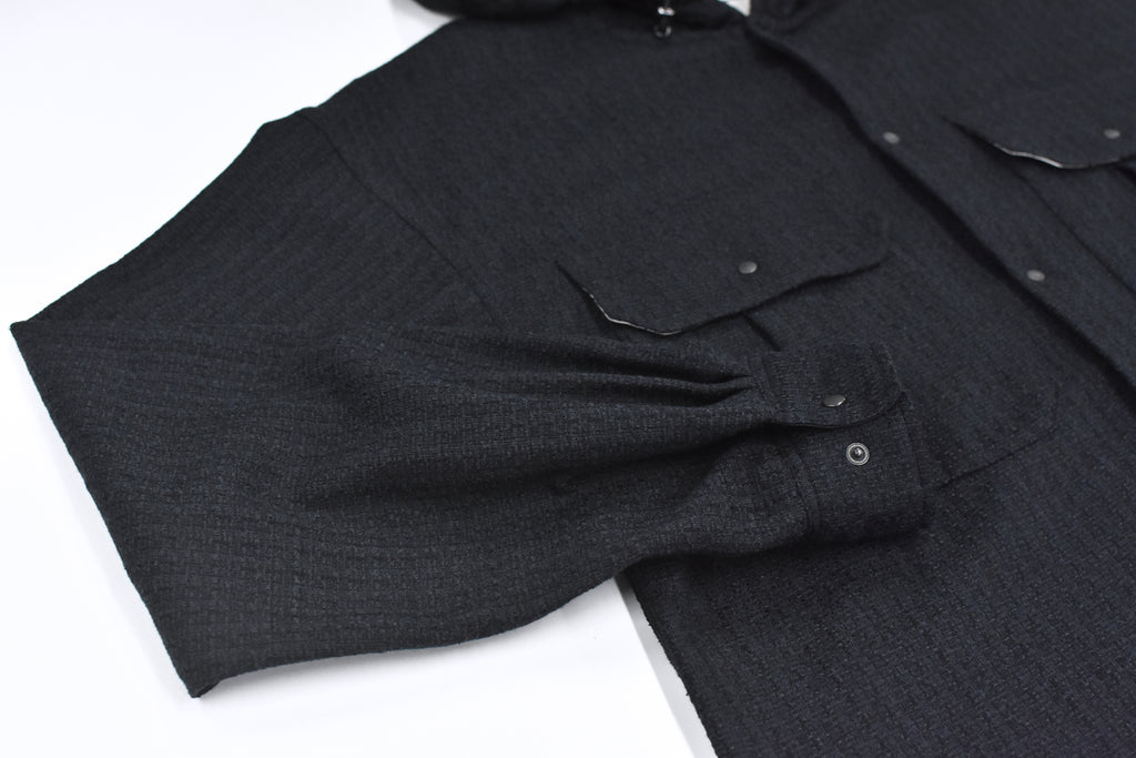 THE JEAN PIERRE / Tweed Hoodie Dove Shirt - BLACK