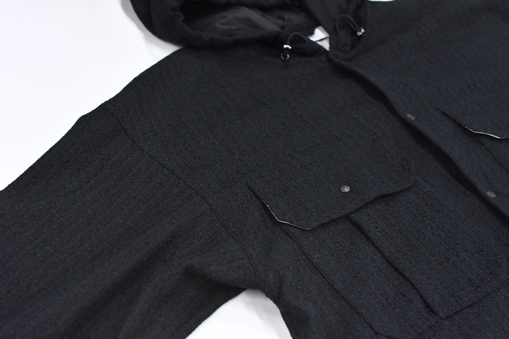 THE JEAN PIERRE / Tweed Hoodie Dove Shirt - BLACK
