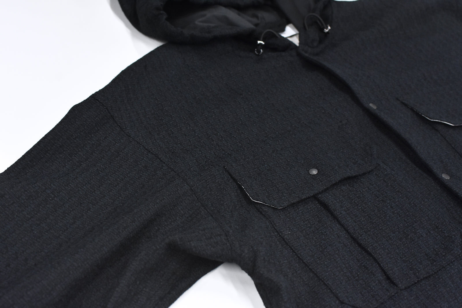 THE JEAN PIERRE / Tweed Hoodie Dove Shirt - BLACK
