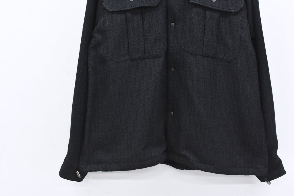 THE JEAN PIERRE / Tweed Hoodie Dove Shirt - BLACK