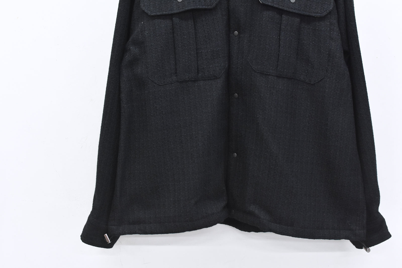 THE JEAN PIERRE / Tweed Hoodie Dove Shirt - BLACK