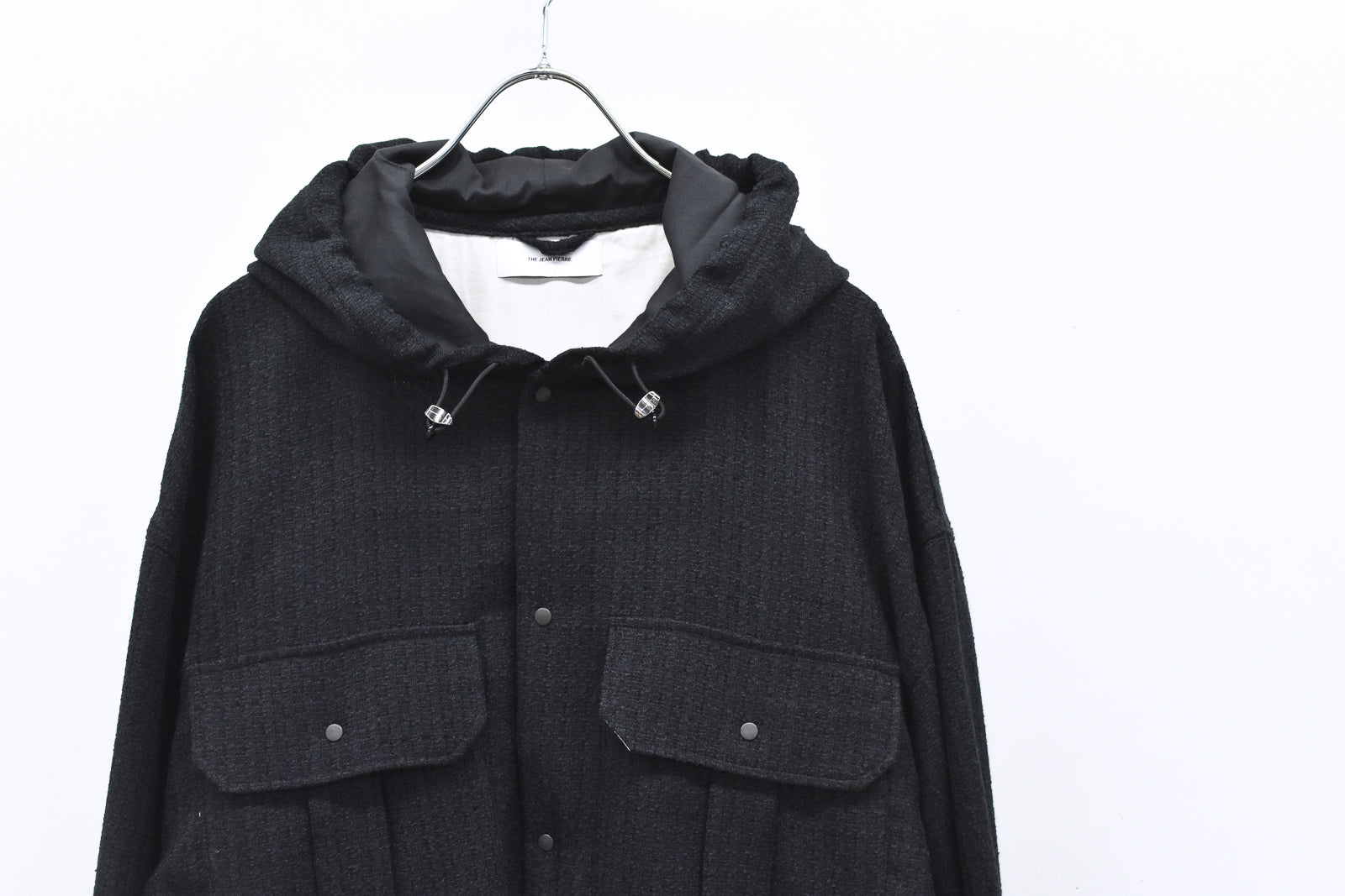 THE JEAN PIERRE / Tweed Hoodie Dove Shirt - BLACK