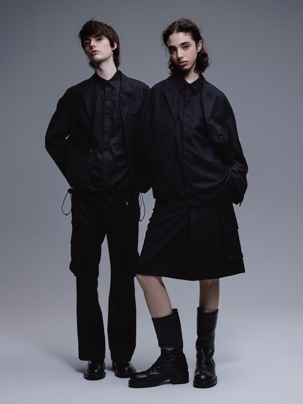 THE JEAN PIERRE / Reconstruction Silver Cargo Trouser - BLACK