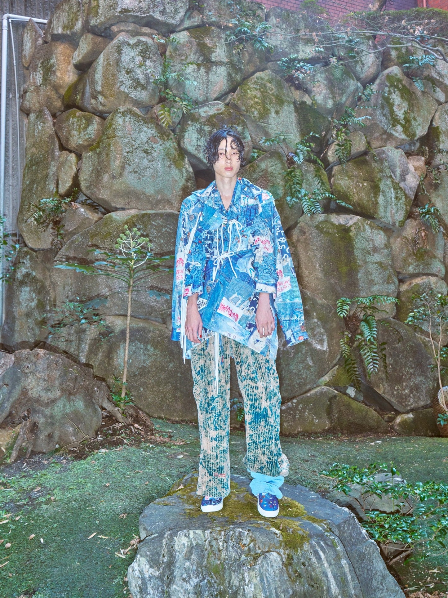 BODYSONG. / 先行予約 LARGEST SIZE TIE-DYE BLEACH TROUSERS - GREEN