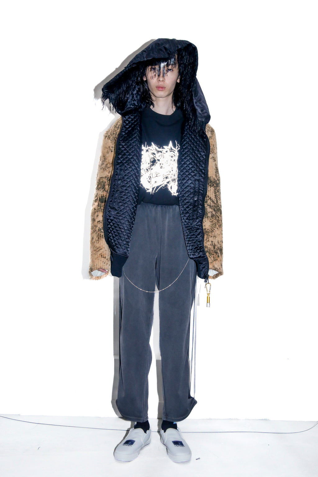 BODYSONG. / ROUND SILHOUETTE SHORT JK DYE BLEACH - BROWN