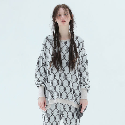 BEDSIDEDRAMA / 先行予約 Origin Jacquard Pullover  - WHITE