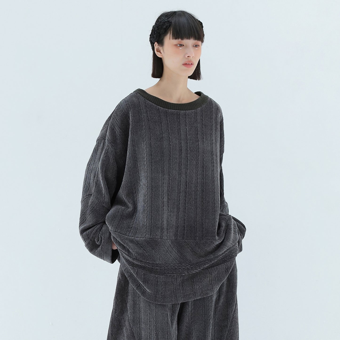 BEDSIDEDRAMA / 先行予約  Pattern Switch Pullover - CHARCOAL