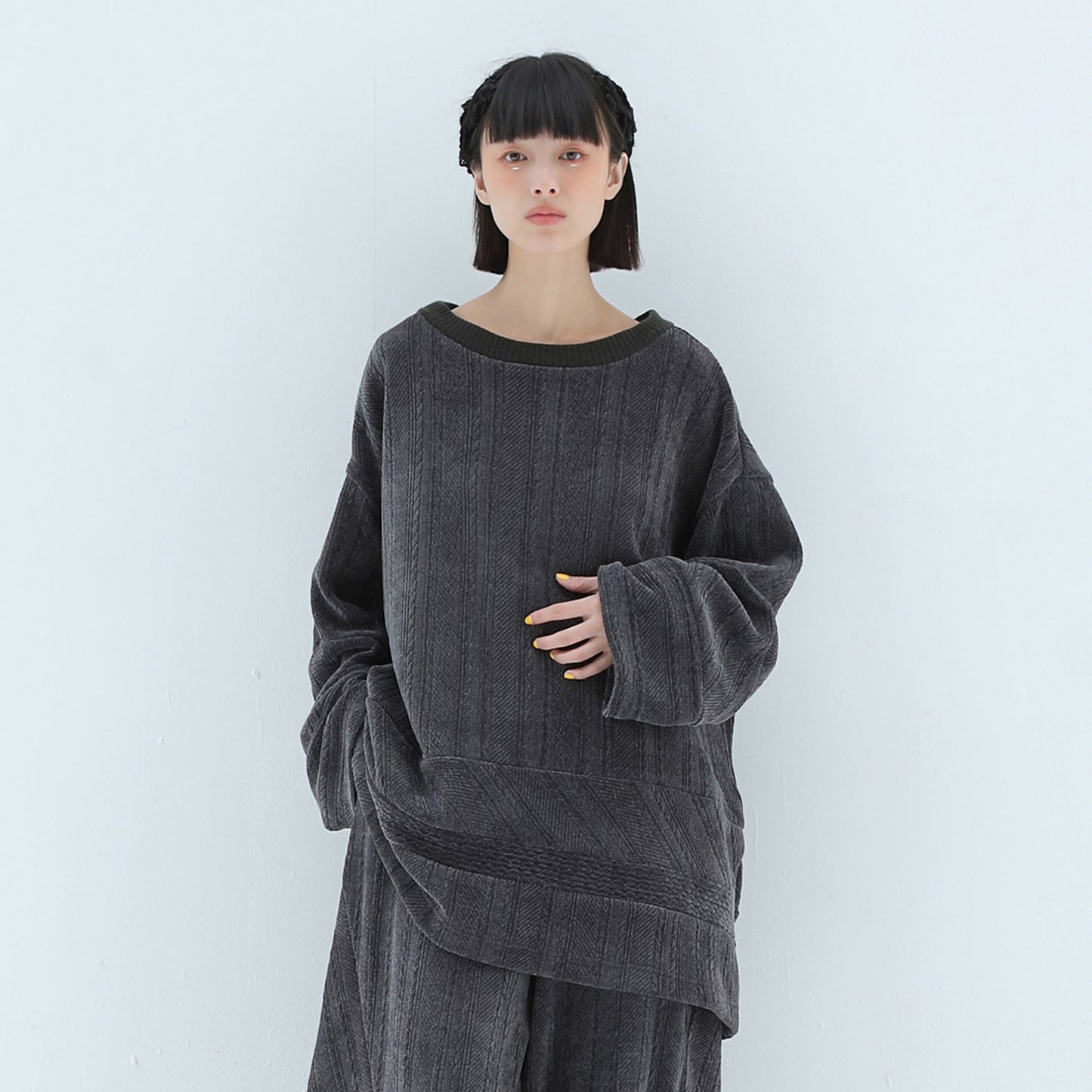 BEDSIDEDRAMA / 先行予約  Pattern Switch Pullover - CHARCOAL