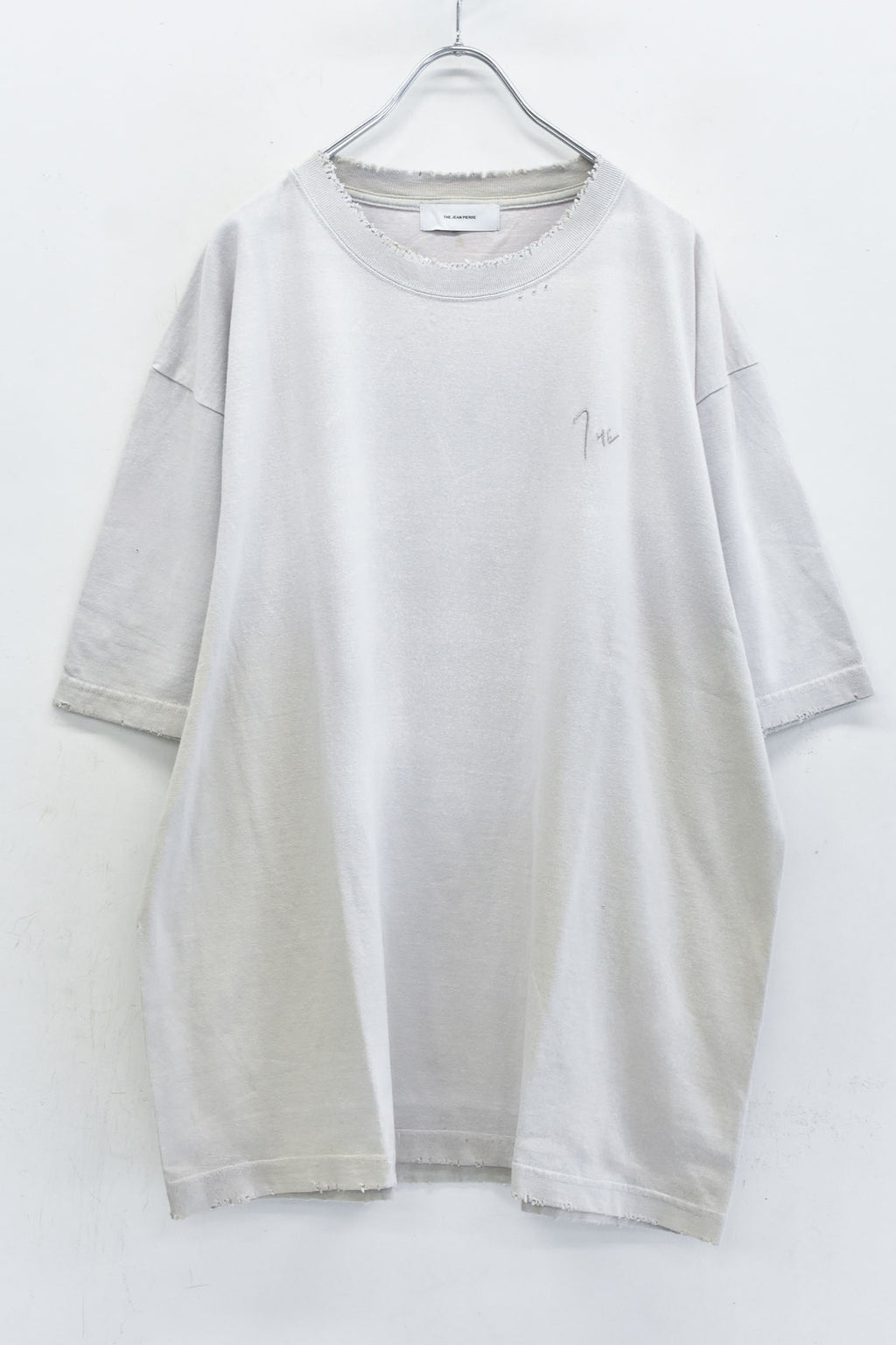 THE JEAN PIERRE / Signature Pigment dye Grunge Destroy SS TEE - INK WHITE