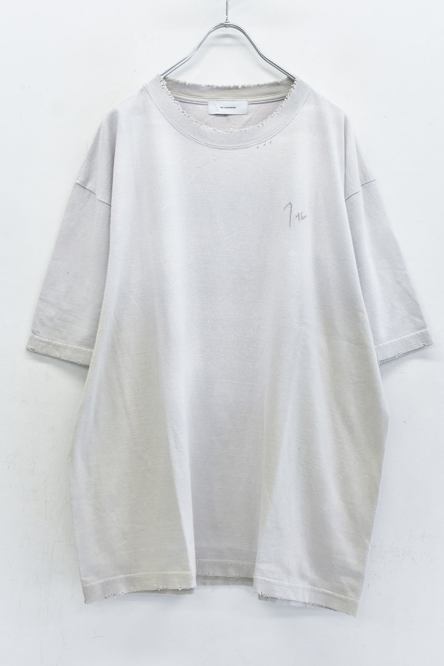 THE JEAN PIERRE / Signature Pigment dye Grunge Destroy SS TEE - INK WHITE