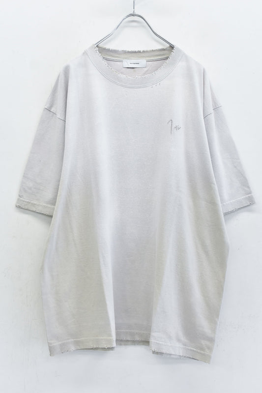 THE JEAN PIERRE / Signature Pigment dye Grunge Destroy SS TEE - INK WHITE