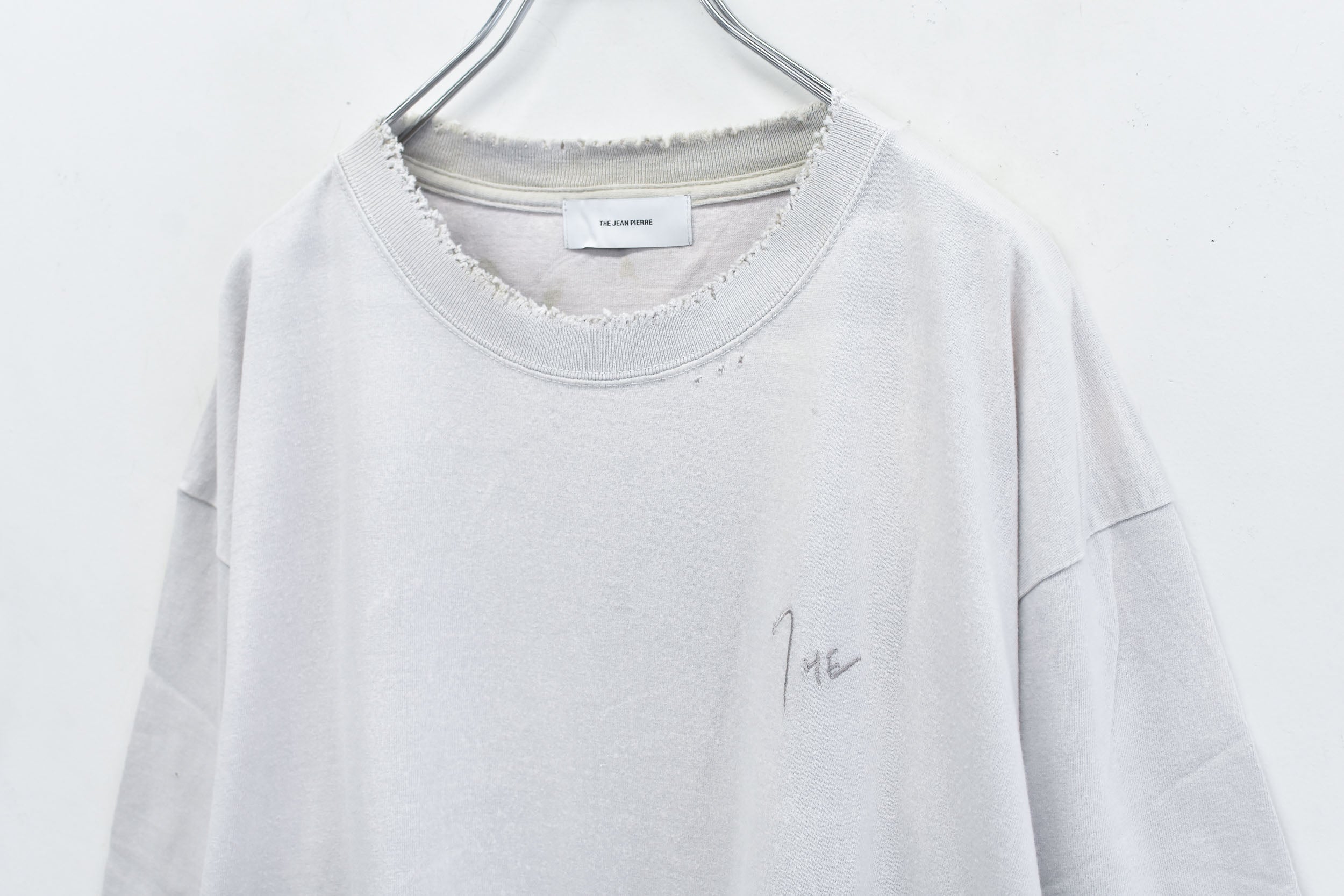THE JEAN PIERRE / Signature Pigment dye Grunge Destroy SS TEE - INK WHITE