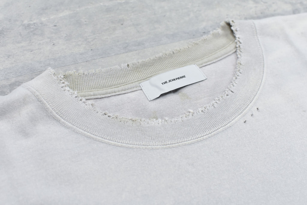 THE JEAN PIERRE / Signature Pigment dye Grunge Destroy SS TEE - INK WHITE