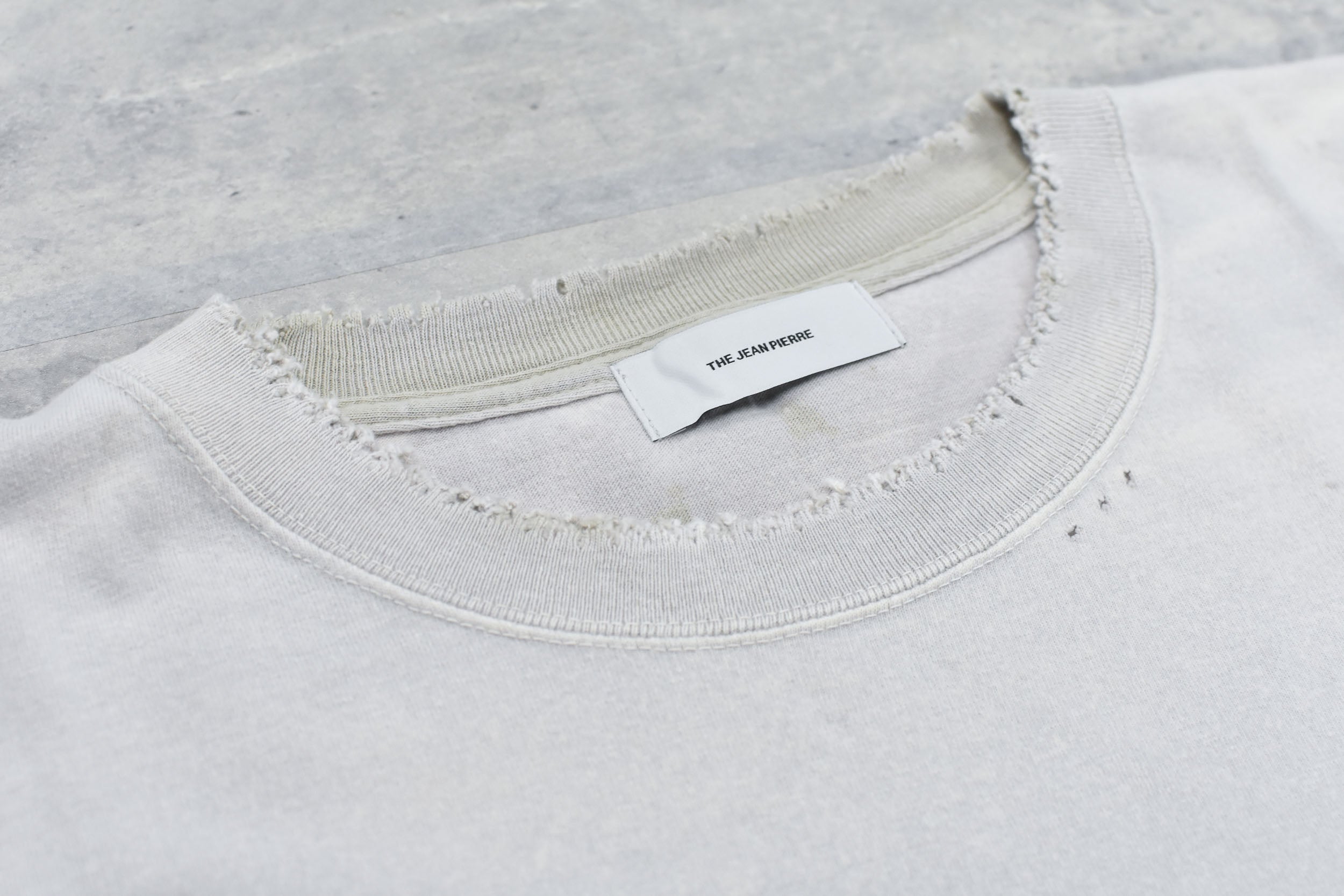 THE JEAN PIERRE / Signature Pigment dye Grunge Destroy SS TEE - INK WHITE