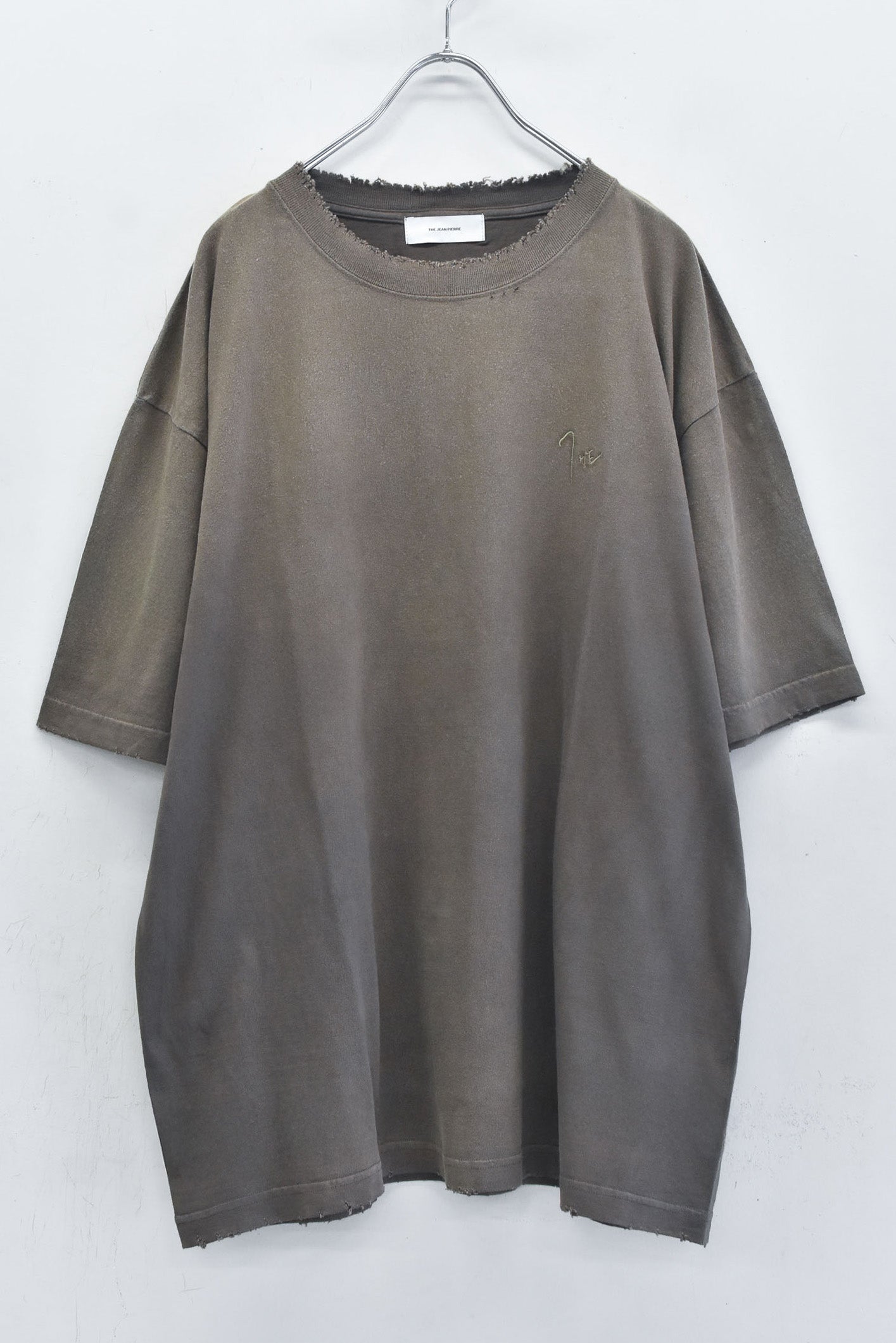 THE JEAN PIERRE / Signature Pigment dye Grunge Destroy SS TEE - DARK CHOCO