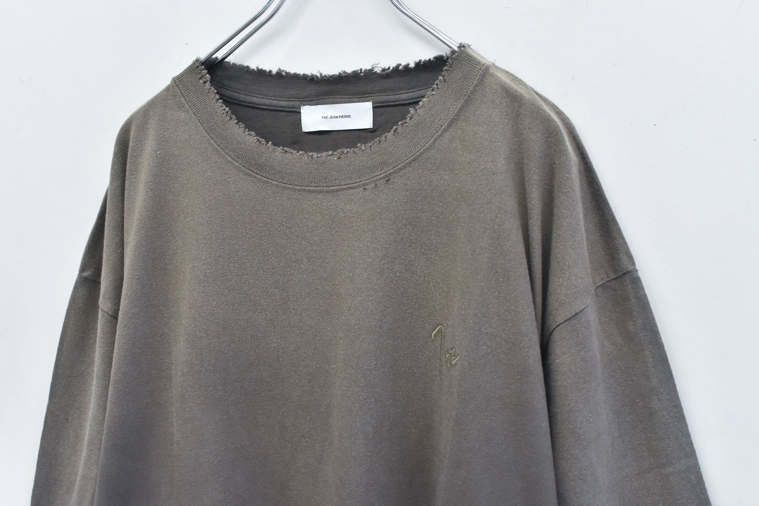 THE JEAN PIERRE / Signature Pigment dye Grunge Destroy SS TEE - DARK CHOCO