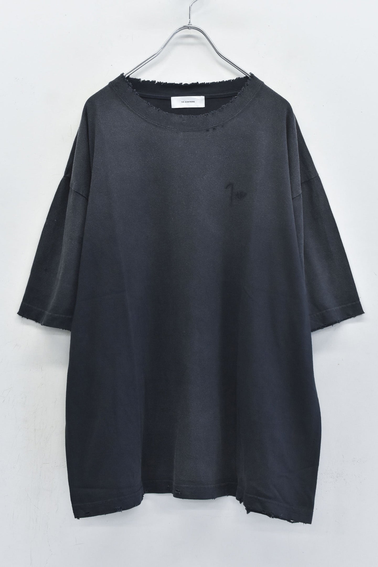 THE JEAN PIERRE / Signature Pigment dye Grunge Destroy SS TEE - FADE BLK