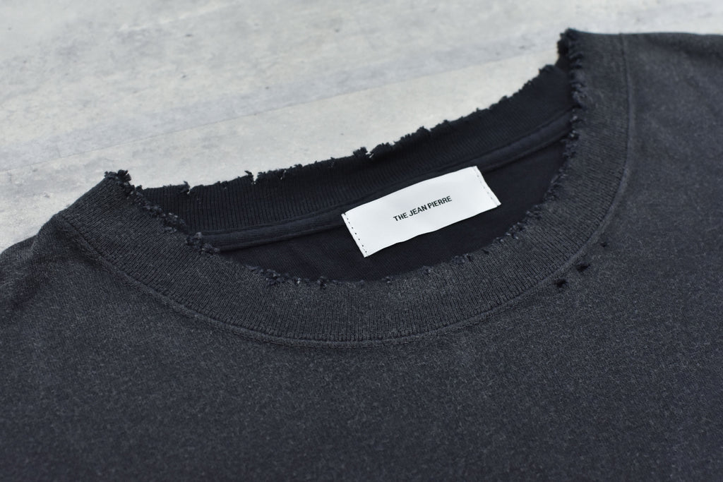 THE JEAN PIERRE / Signature Pigment dye Grunge Destroy SS TEE - FADE BLK