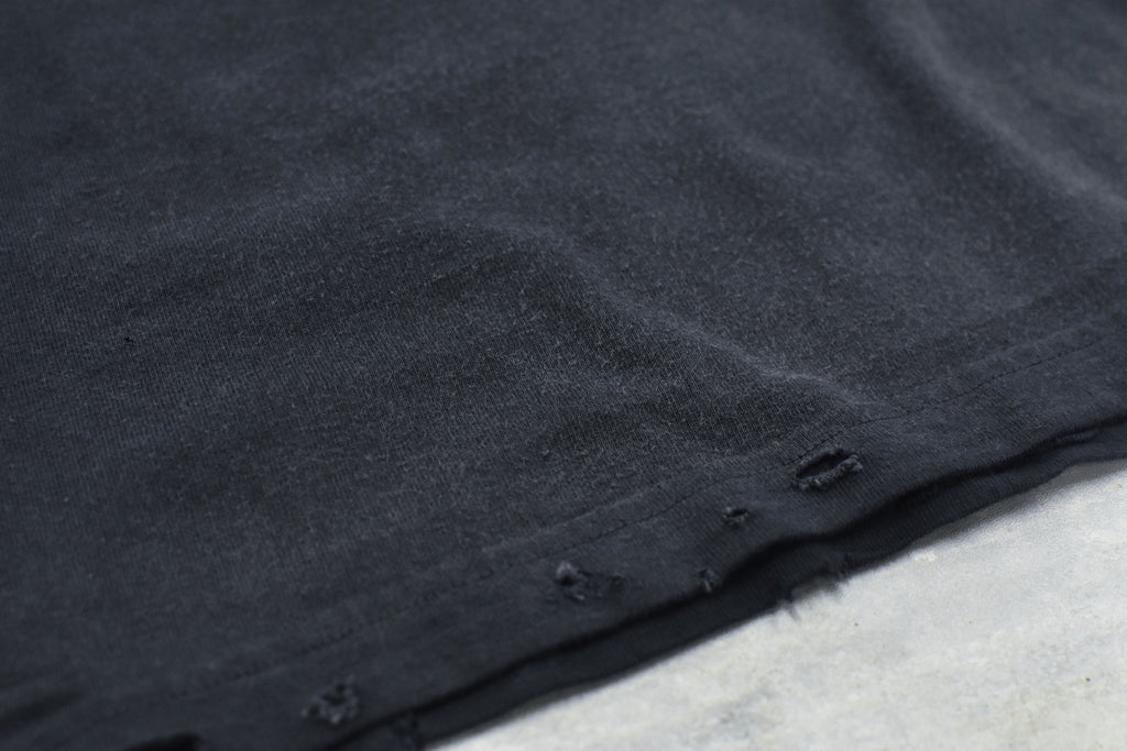 THE JEAN PIERRE / Signature Pigment dye Grunge Destroy SS TEE - FADE BLK