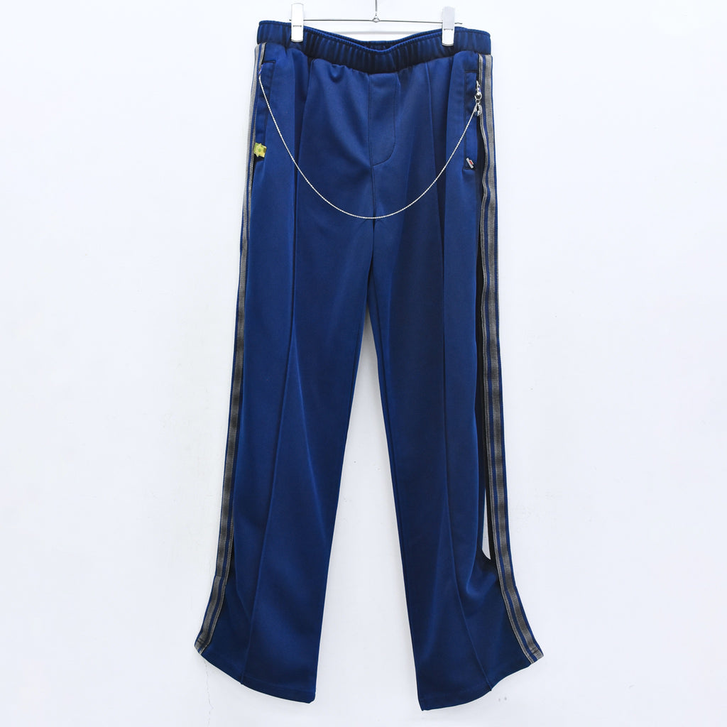 BODYSONG. / PIGMENT-DYED DISTRESSED TRACK TROUSERS - BLUE