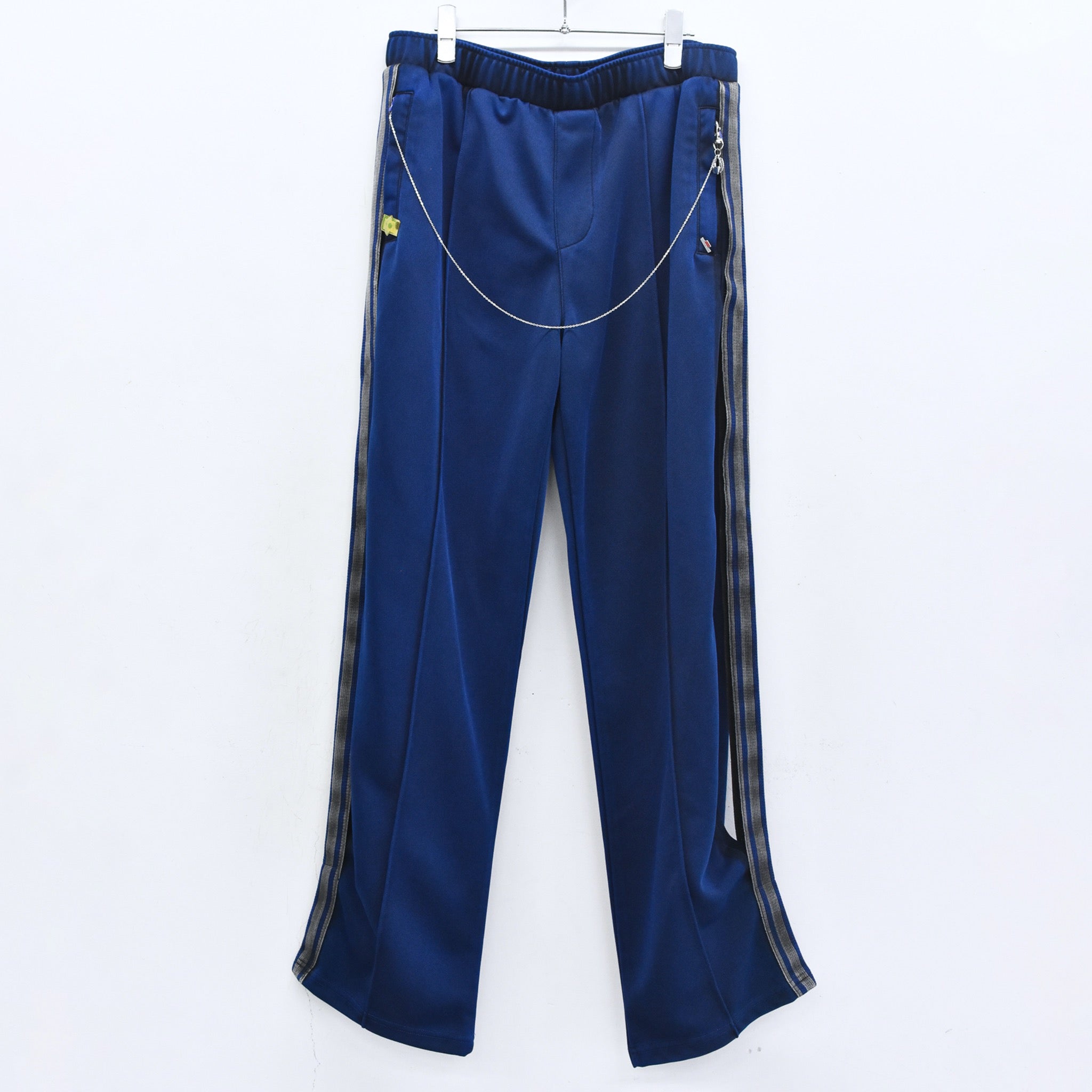 BODYSONG. / PIGMENT-DYED DISTRESSED TRACK TROUSERS - BLUE